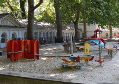 Children's sandpit and playground at Coram's Fields.